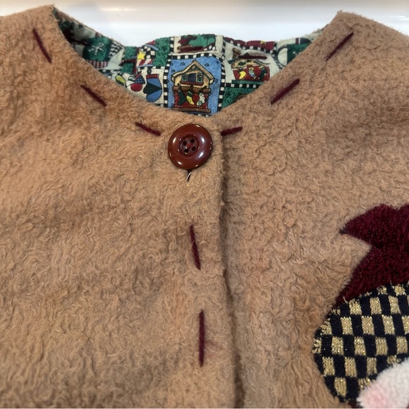 Vintage Snowman & Christmas Tree Sherpa Fleece Jacket Large/Extra Large - Picture 7 of 17